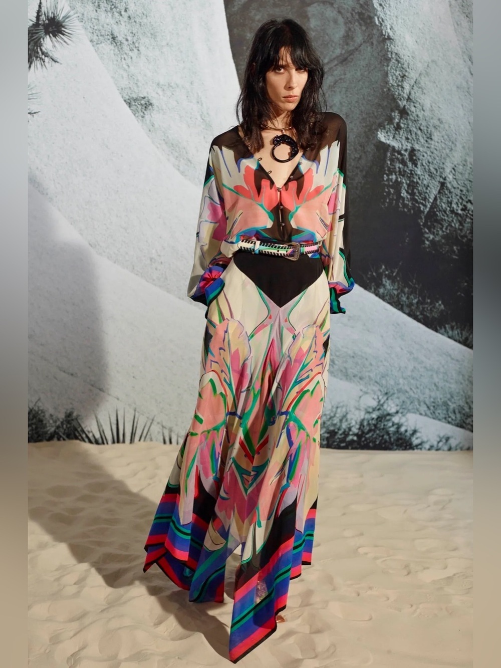 NWT Roberto Cavalli Resortwear Gonna Assymetrical Silk Maxi Skirt US 6